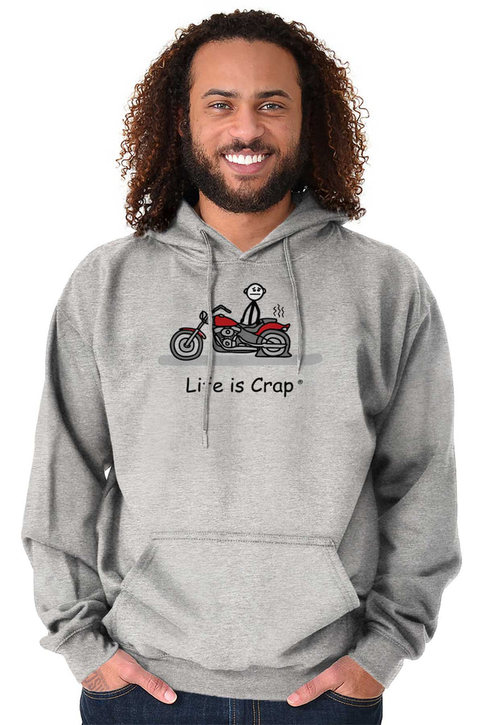 Motorcycle Flat Hoodie-Direct To Garment Print-Life Is Crap