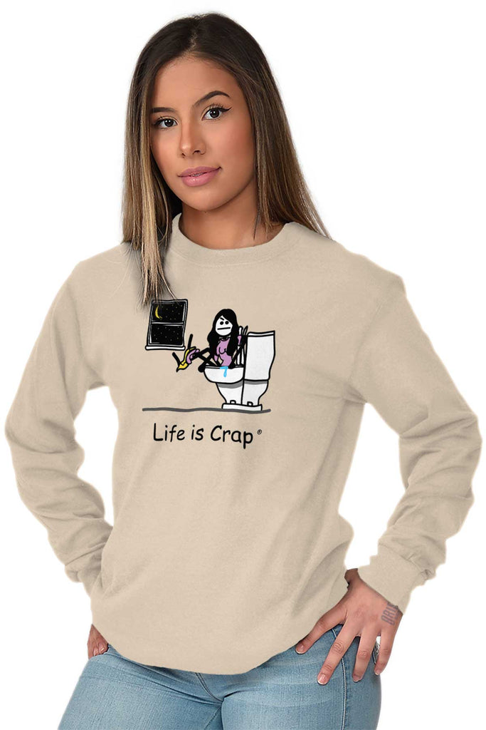 Fell In Toilet Long Sleeve Tee-Direct To Garment Print-Life Is Crap