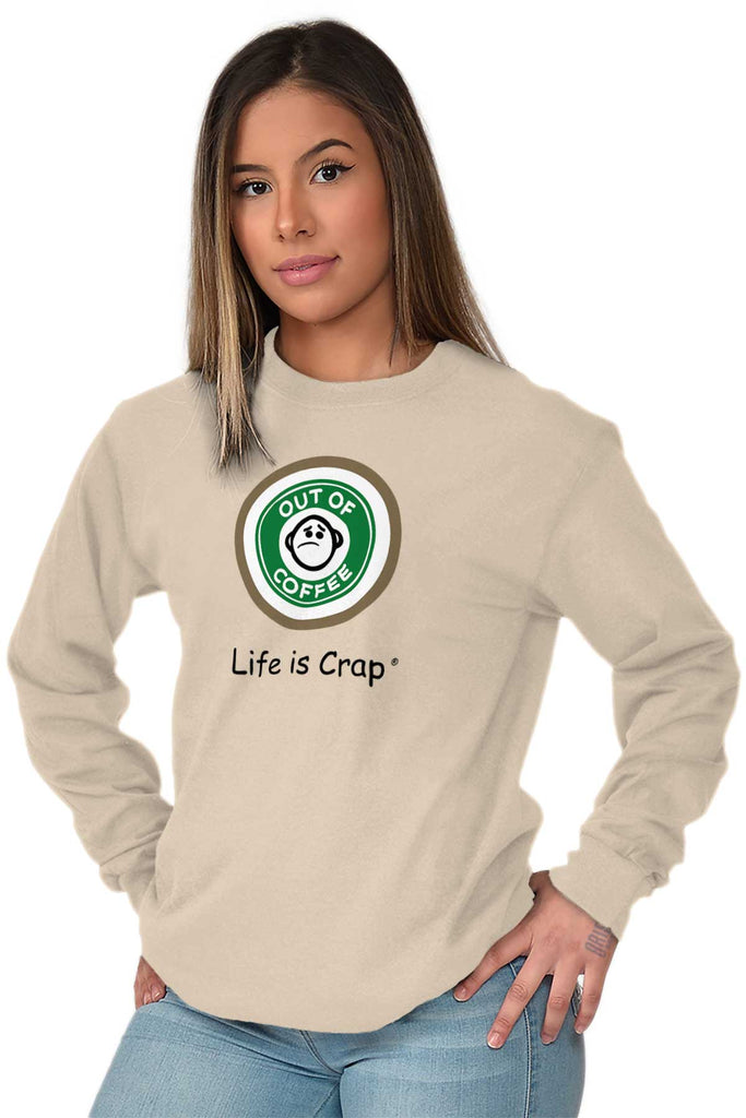 Coffee Logo Long Sleeve Tee-Direct To Garment Print-Life Is Crap