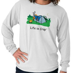 Tent On Fire Long Sleeve Tee-Direct To Garment Print-Life Is Crap