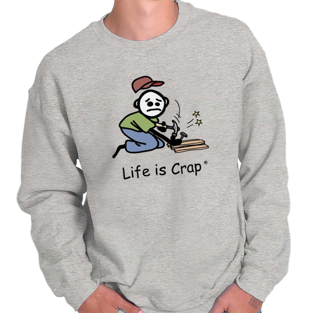 Nail Thumb Sweatshirt-Direct To Garment Print-Life Is Crap