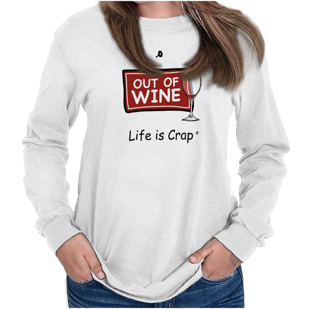 Out Of Wine Long Sleeve Tee-Direct To Garment Print-Life Is Crap