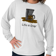 Coffee Over Flow Long Sleeve Tee-Direct To Garment Print-Life Is Crap