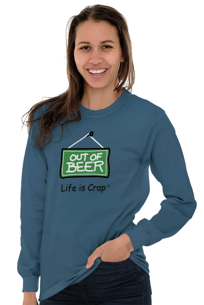 Pink Out Of Beer Long Sleeve Tee-Direct To Garment Print-Life Is Crap