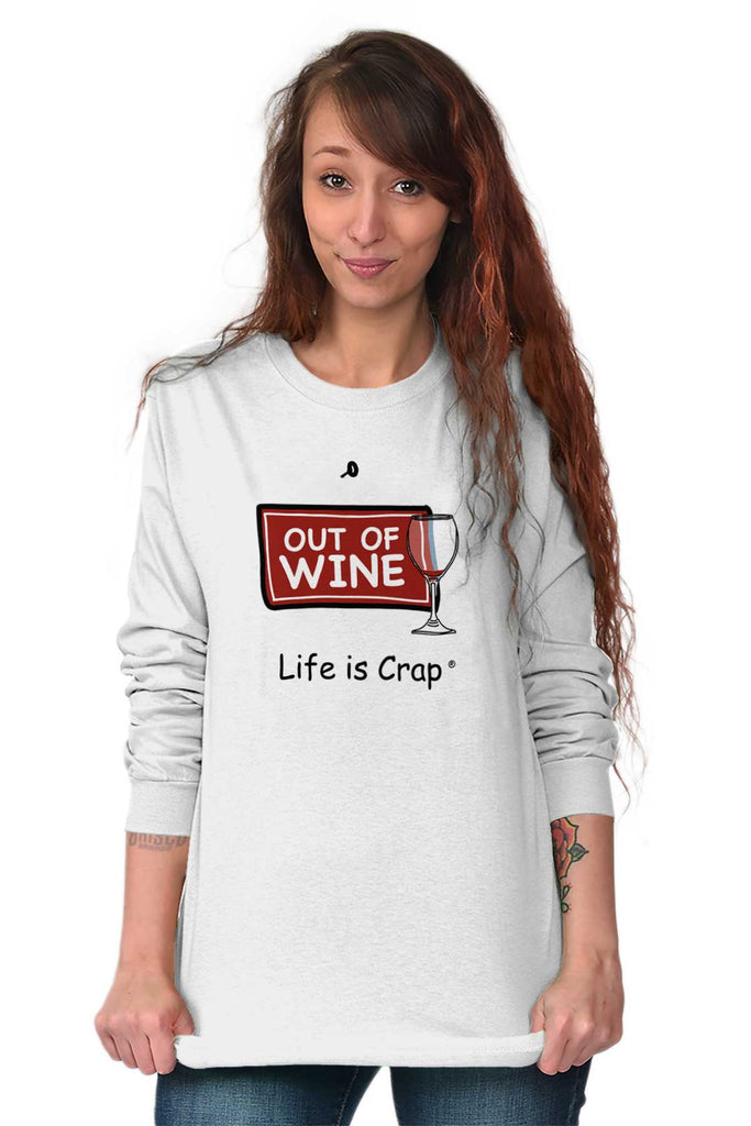 Out Of Wine Long Sleeve Tee-Direct To Garment Print-Life Is Crap