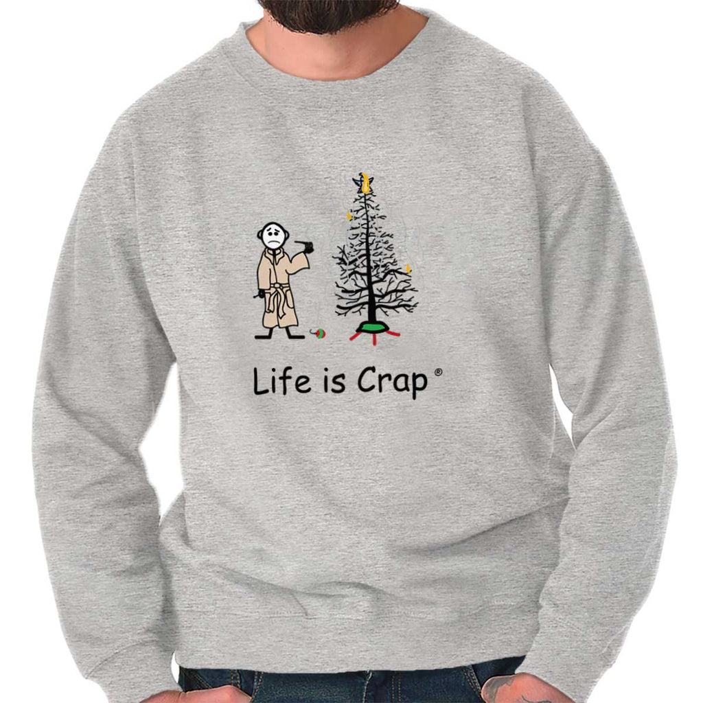Burnt Christmas Tree Sweatshirt-Direct To Garment Print-Life Is Crap