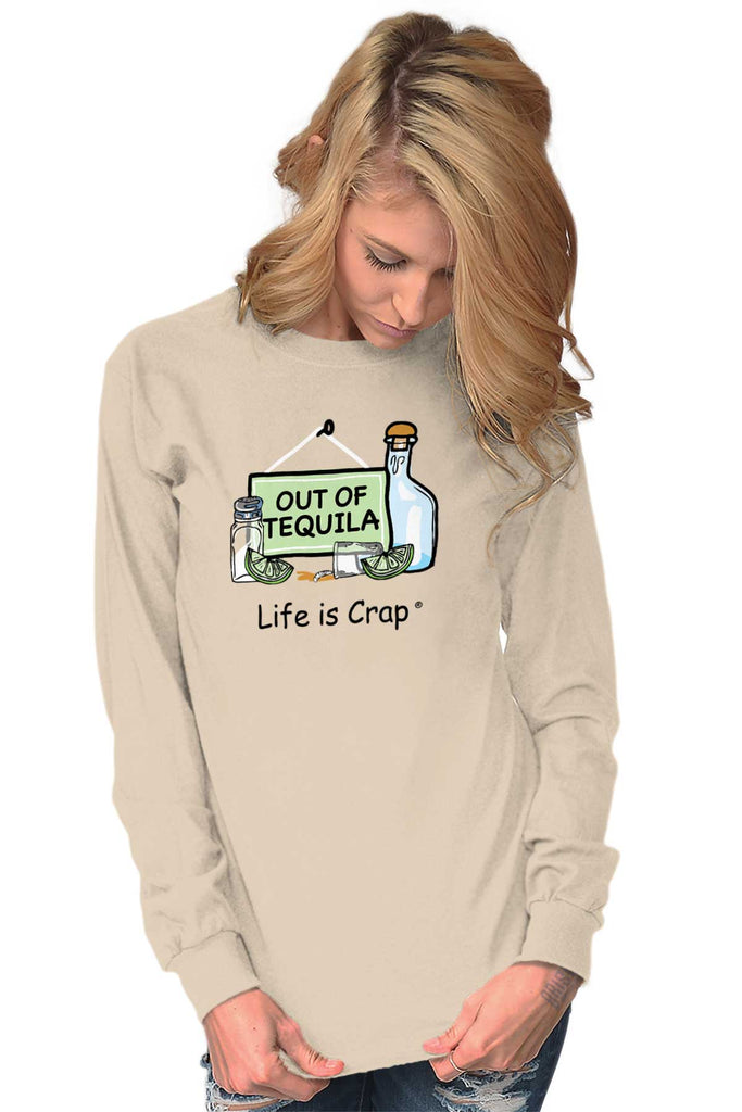 Out Of Tequila Salt And Limes Long Sleeve Tee-Direct To Garment Print-Life Is Crap