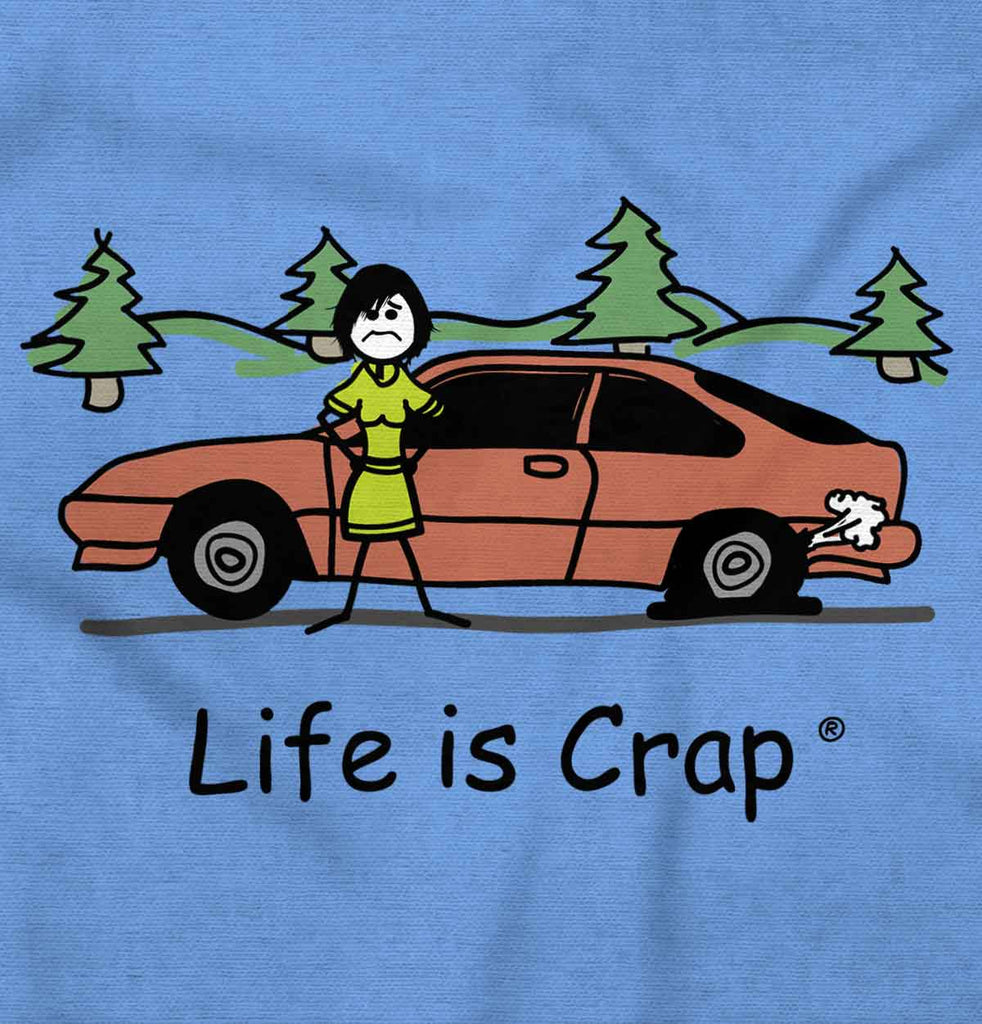 Flat Tire Long Sleeve Tee-Direct To Garment Print-Life Is Crap