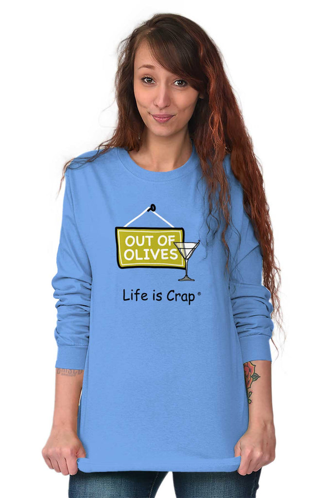 Out Of Olives Long Sleeve Tee-Direct To Garment Print-Life Is Crap